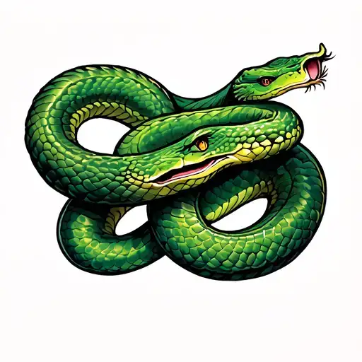 Green Snake Wrapping Around Arm Sleeve