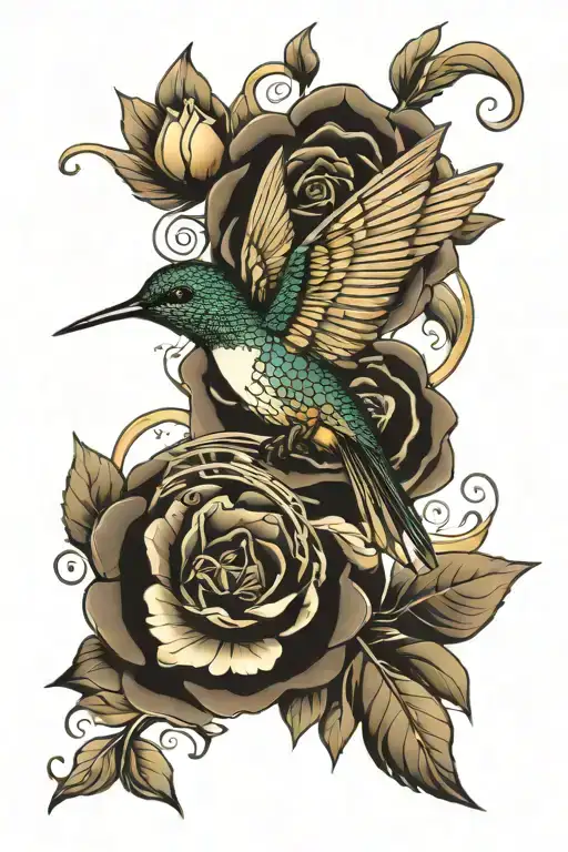 Humming Bird And Veternan Gold Metal Sleeve