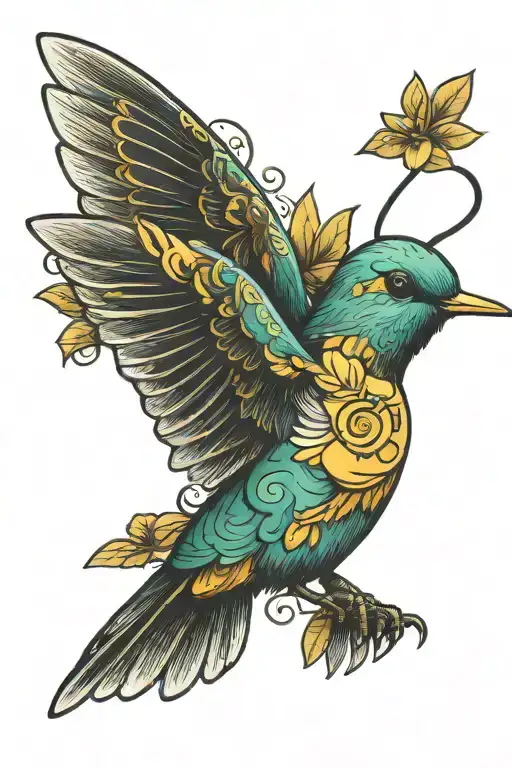 Humming Bird Carrying Gold Coin