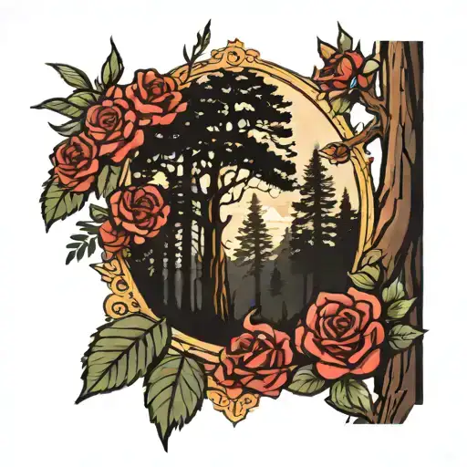 Redwood Trees And Roses And Disney