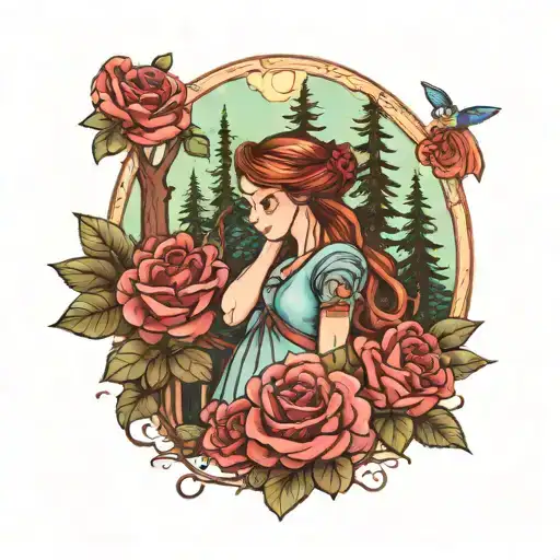 Redwood Trees And Roses And Disney Princess Holding