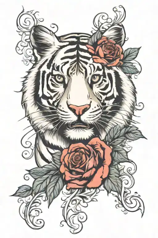 White Tiger And Roses