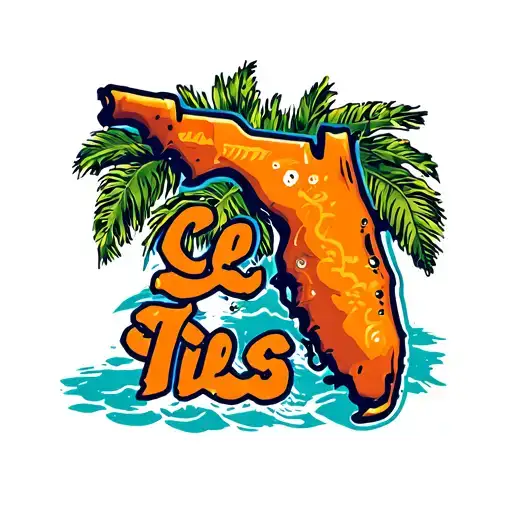 Florida Spelled Out With Orange