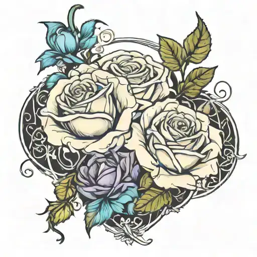 Roses And Gemini Zodiac Sign Intertwined