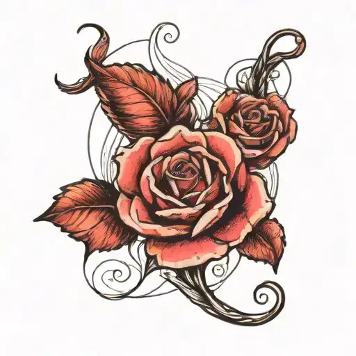 Rose With Gemini Zodiac Sign Intertwined