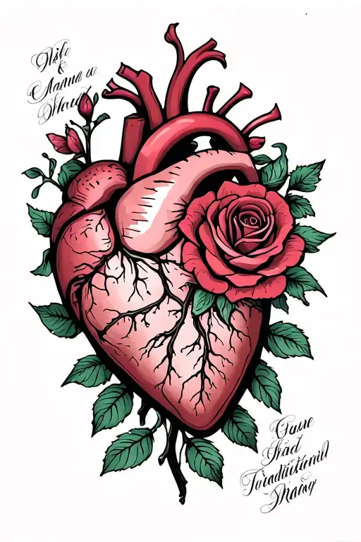 Mind And Heart Anatomical And Rose Joining Them And Balance Written In The Middle