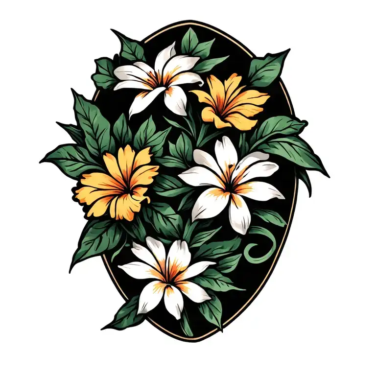 Hawaiian Flower Intertwined Vines