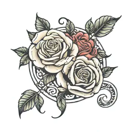 Roses And Gemini Zodiac Symbol Intertwined