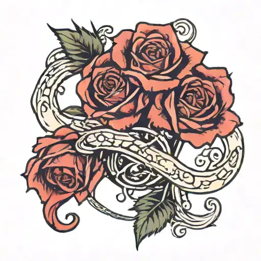 Roses And Gemini Zodiac Symbol Intertwined