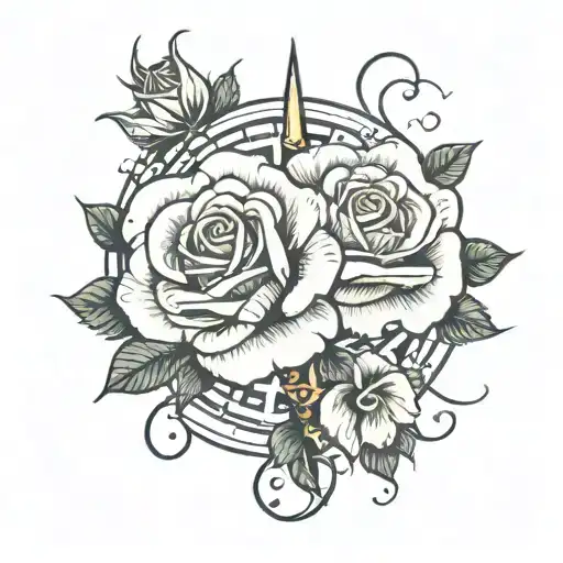Gemini Zodiac Symbol With A Rose