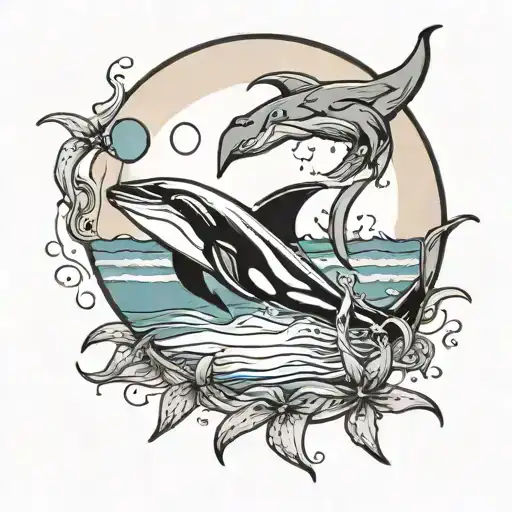 Beach With Moon And Dolphin Jumping Spider Sitting