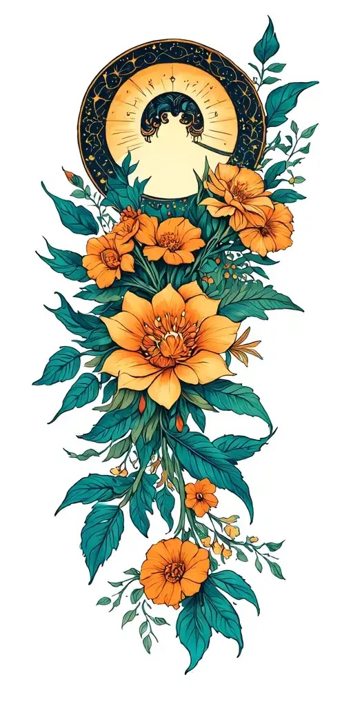 Art Nouveau-inspired Celestial-botanical