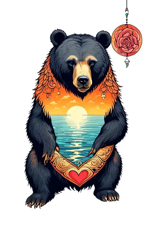 Bear Deep Color With Horizon Accompanied With Love