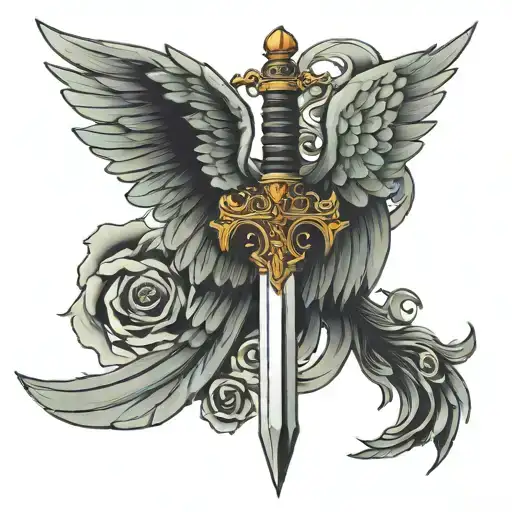 Sword With Wings Spread Wings