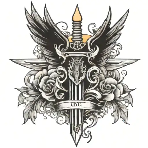 Sword With Wings Spread Wings On Tricep