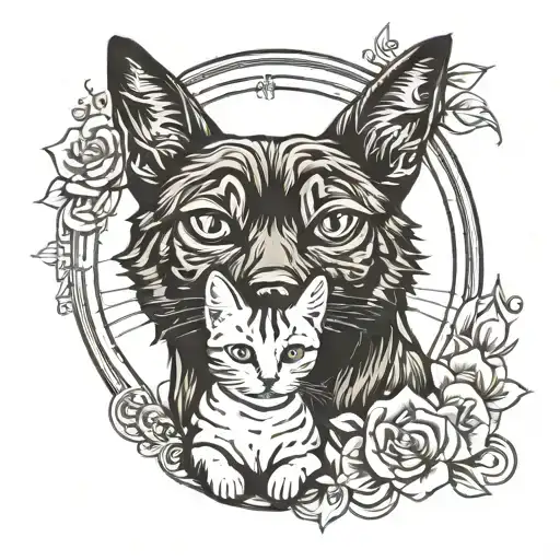 Dog And A Cat Sitting Together Symbolizing The Client's Love