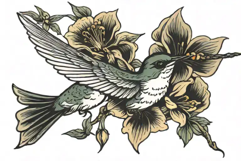 Honey Suckle Humming Bird Honey Bee