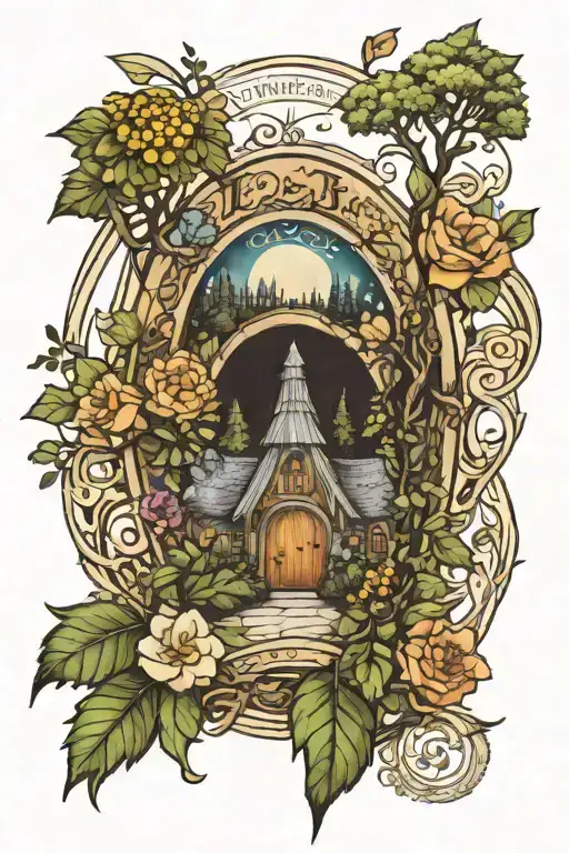 Feminine And Dainty Tattoo Of The Shire From Lord Of The Rings