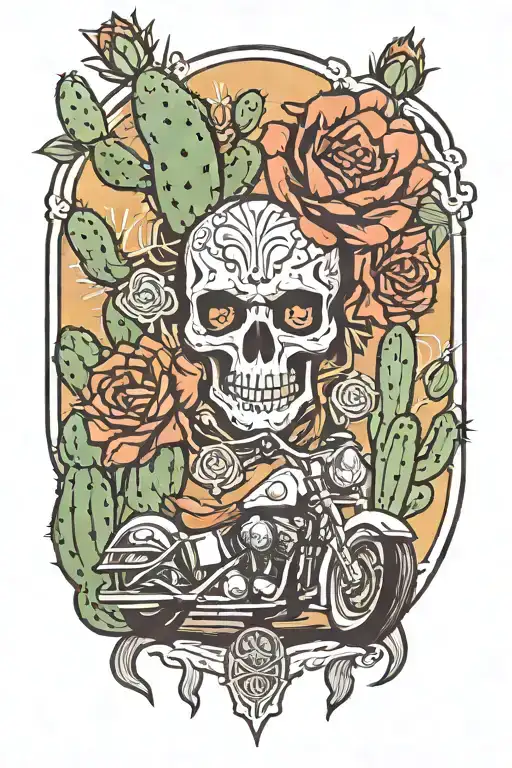 Cactus And Harley Davidson