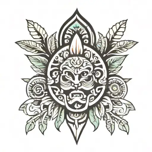 A Design Of A Plant Totem Inspired By The Pre-hispanic Quimbayas Cultures