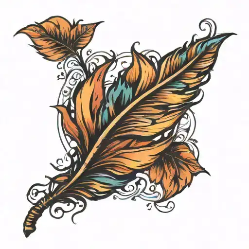 Feather With Leaves Falling