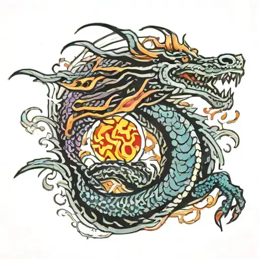 Black Dragon Breathing Fire Breathing Dragon