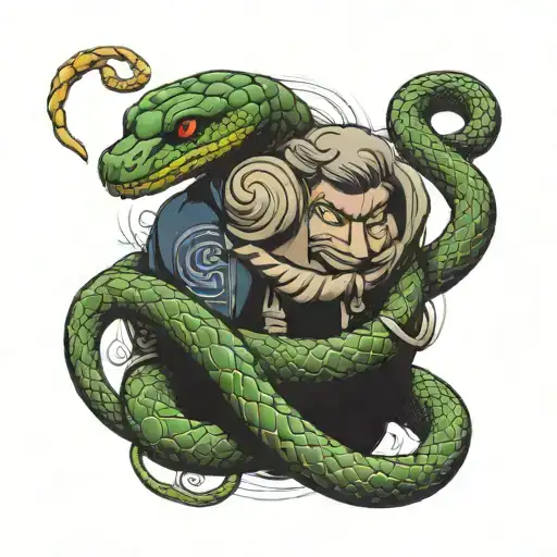 Snake Wrapped Around Man Looking Guilty