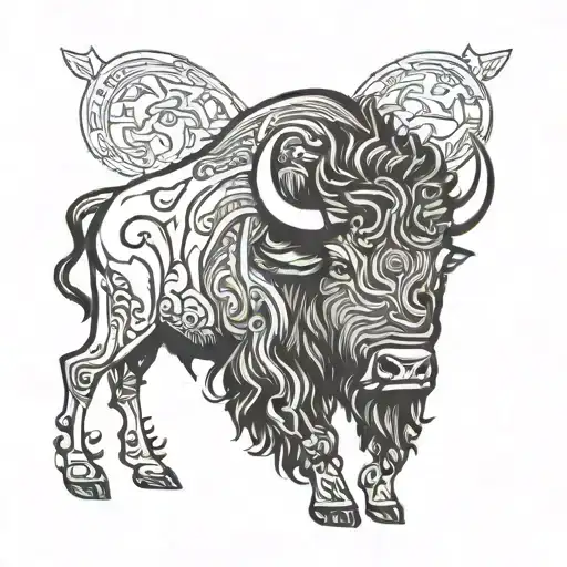 Standing Buffalo Inside The State Of Texas Outline