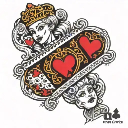 Queen Of Hearts On Top Of A Queen Of Diamonds Playing Card