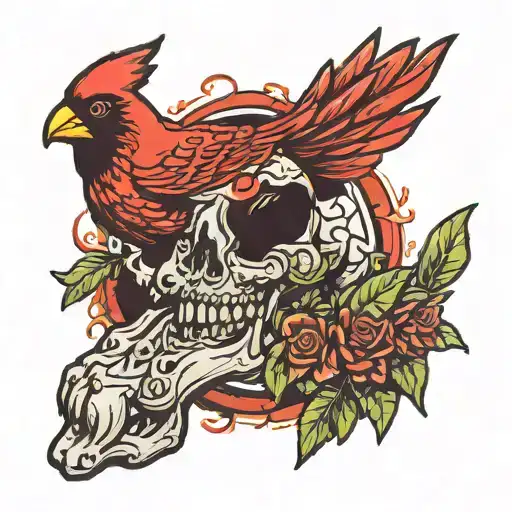 Zombie Hand Reaching From The Grave With A Cardinal