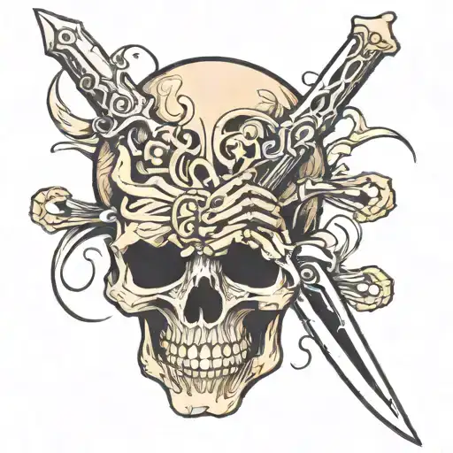 Skeleton Hand With A Blade Going