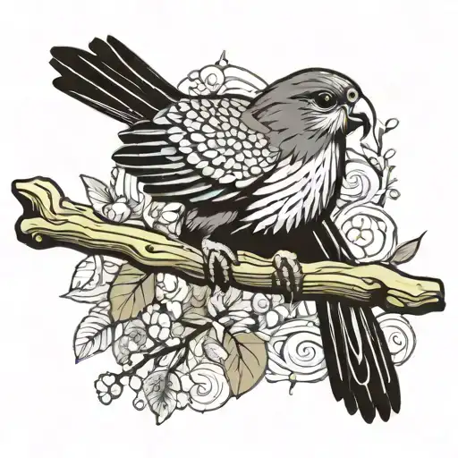 Black And White Quetzal Bird Sitting On Branch With Shading Around