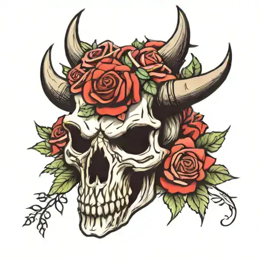 Bull Skull And Roses