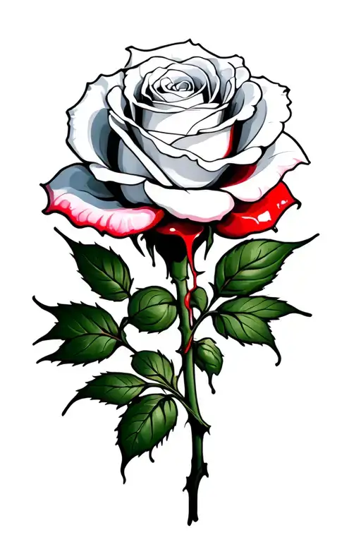 Bleeding White Rose Surrounded