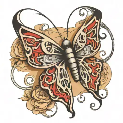 Butterfly Containing Lung Cancer Ribbon Intertwined