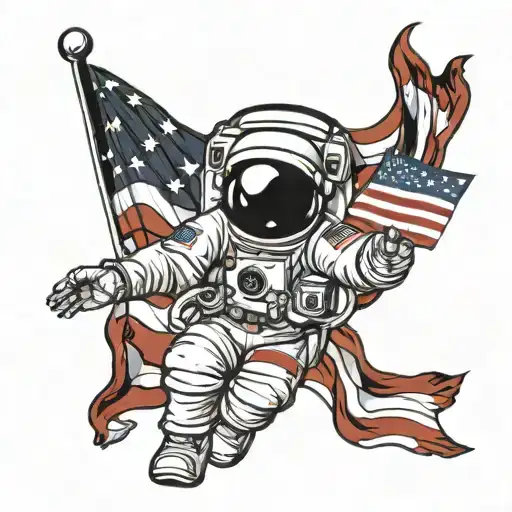 Astronaut With An American Flag Flipping You Off