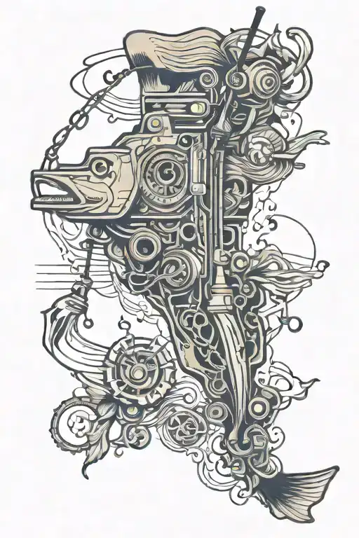 Oklahoma State Outline Filled With Fishing Gear And Musical Notes