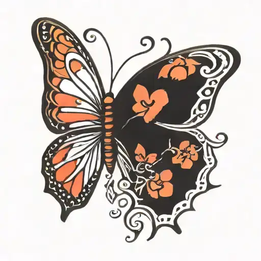 Butterfly Simple Line With Heart And Mind