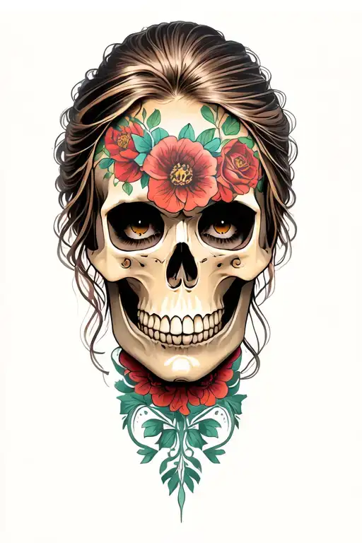 Realistic Women Face With Skull Hidden Underneath