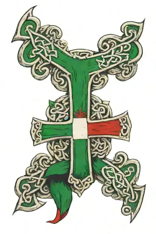 Italian Flag Wrapped Around Celtic Cross