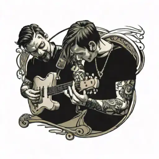 Technician And Musician Playing A Guitar