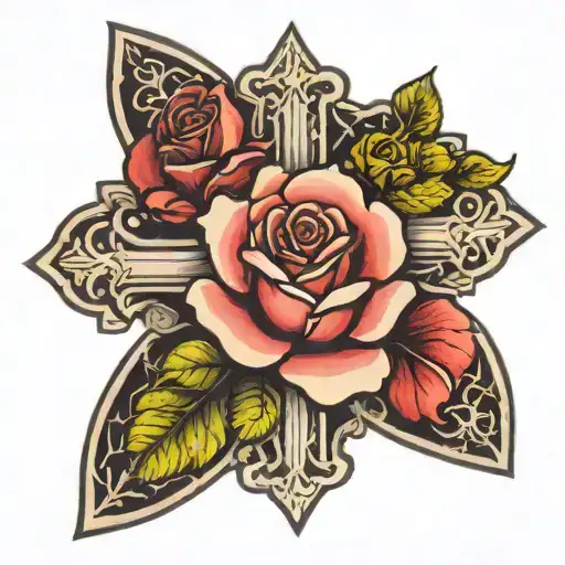 Gothic Cross With A Rose