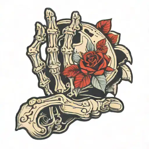 Skeleton Hand Holding Negative Trait Cards