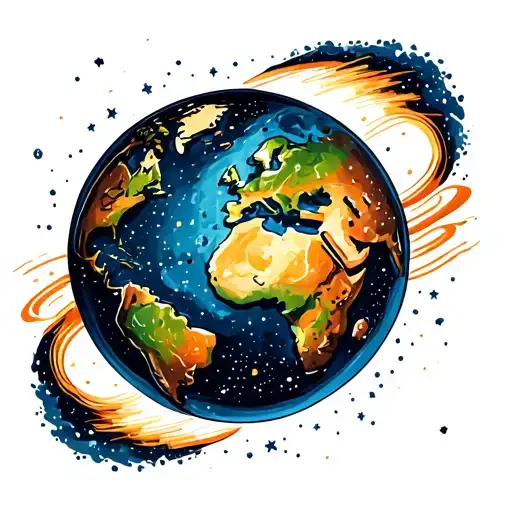 Aiged Mars Planet With Continents And Stars