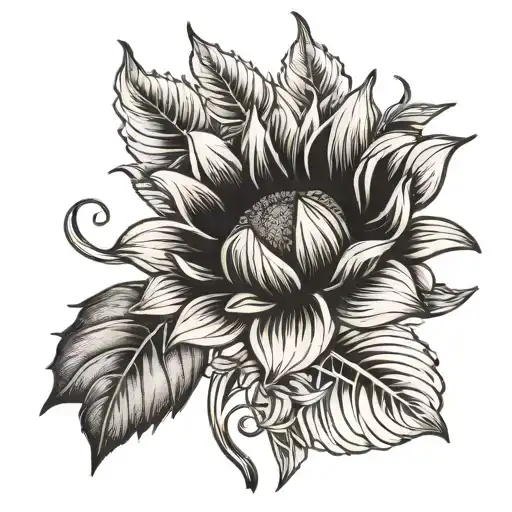 Sun Flower Large Black Leaves