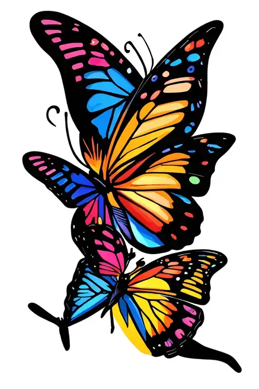 Different Color Butterflies From My Knee Down To My Ankle With Affirmations From My Parents In There