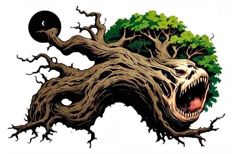 Crooked Scary Looking Tree Wich Gnarled And Snapped Branches