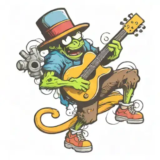 Graffiti Spray Can Character Playing A Guitar