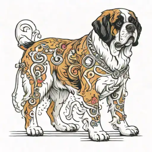 St Bernard Dog Using A Tattoo Gun