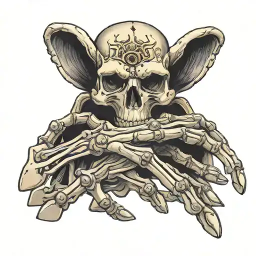 Skeleton Finger Touching Human Finger Tips Touch